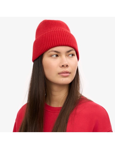 Colorful Bonnet merino wool beanie rouge