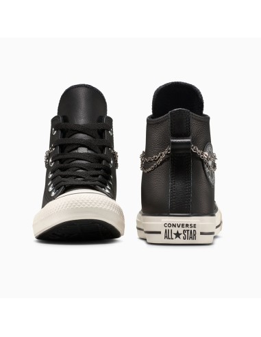 Converse Chuck Taylor A16409C Homme/Femme – Basket  Noire en Cuir avec Chaîne
