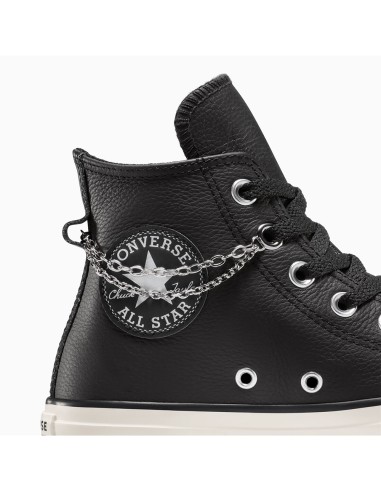 Converse Chuck Taylor A16409C Homme/Femme – Basket  Noire en Cuir avec Chaîne