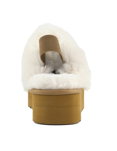 Chaussons Plateforme Suède Beige et Fourrure - Colors of California