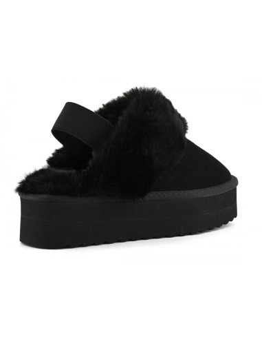 Chaussons Plateforme Fourrure Noirs - Colors of California