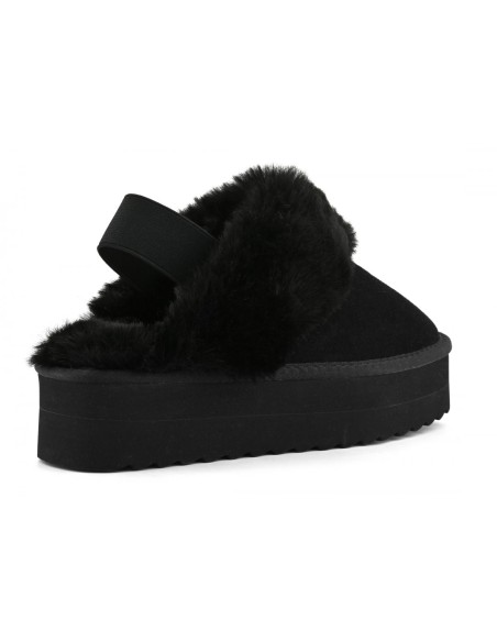 Chaussons Plateforme Fourrure Noirs - Colors of California