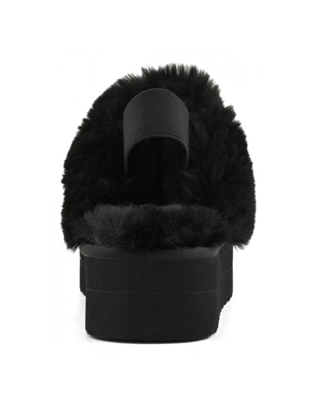 Chaussons Plateforme Fourrure Noirs - Colors of California