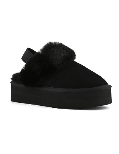 Chaussons Plateforme Fourrure Noirs - Colors of California