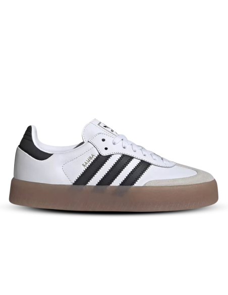 Adidas Sambae JI1349 - Sneakers femme en cuir blanc et noir avec plateforme