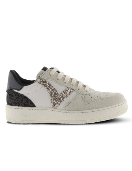 Baskets de Ville femme Victoria beige blanc pailleté 1258271-22