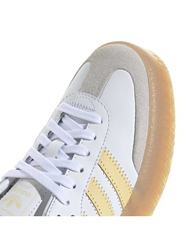 Adidas Sambae Femme Blanc Jaune – Sneaker cuir & semelle plateforme gomme