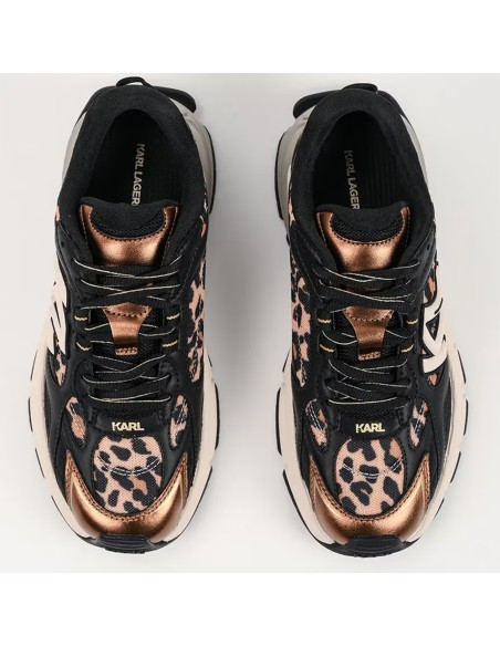 Karl Lagerfeld Orion Femme Noir Léopard – Baskets tendance & détails métallisés