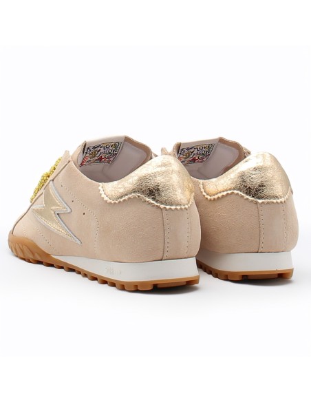 Semerdjian Mary D547 beige – Sneakers femme en suède avec éclair doré