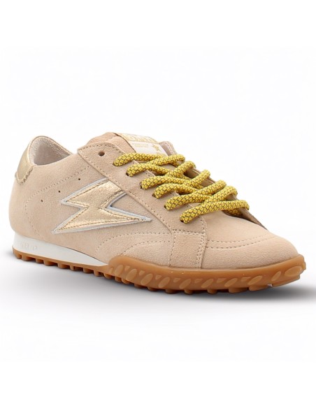 Semerdjian Mary D547 beige – Sneakers femme en suède avec éclair doré