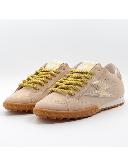 Semerdjian Mary D547 beige – Sneakers femme en suède avec éclair doré