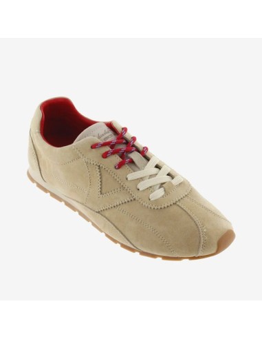 Victoria Aster Serraje Beige – Baskets femme en suède avec détails bordeaux
