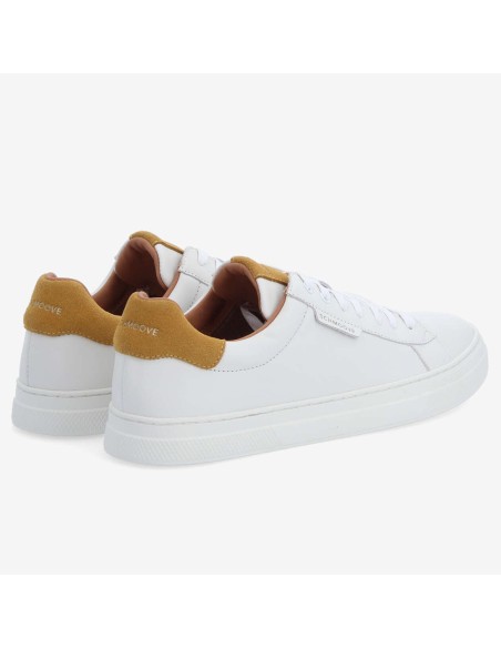 Schmoove Sparkle Sneaker – Baskets Homme cuir blanc et détails jaune tinsel