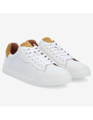Schmoove Sparkle Sneaker – Baskets Homme cuir blanc et détails jaune tinsel