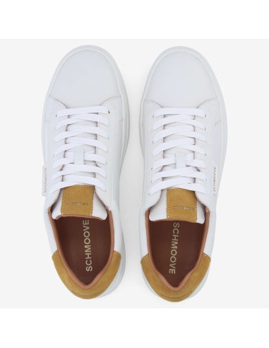 Schmoove Sparkle Sneaker – Baskets Homme cuir blanc et détails jaune tinsel