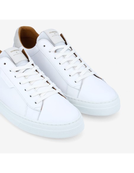 Schmoove Sparkle Sneaker – Baskets Homme cuir blanc et col beige