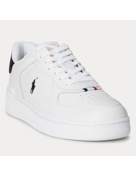 Ralph Lauren Master Court Rib – Baskets blanches en cuir pour homme au style tennis élégant
