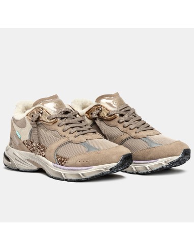Crime London Fugitive Femme – Baskets Beige Glitter Look Urban Chic