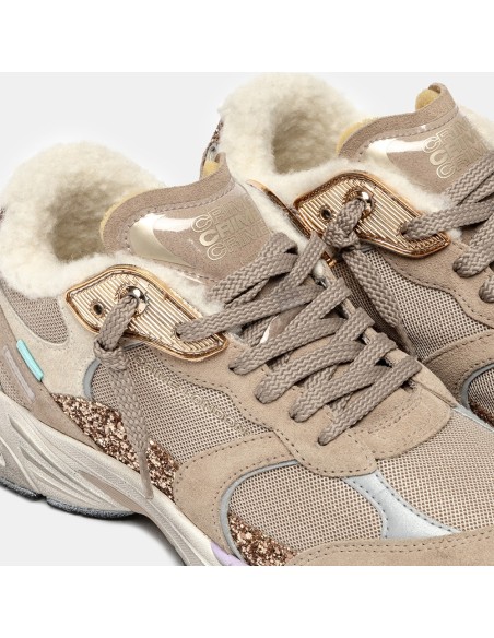 Crime London Fugitive Femme – Baskets Beige Glitter Look Urban Chic