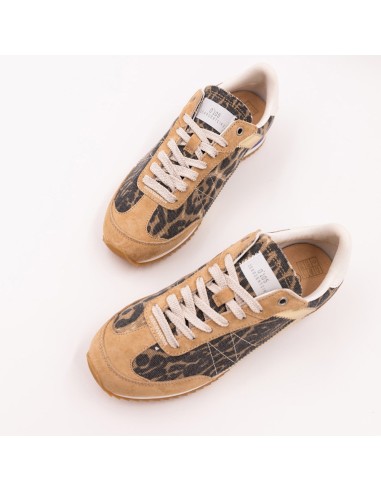 Baskets De Ville Lina Leo Femme – Léopard Beige et Détails Colorés