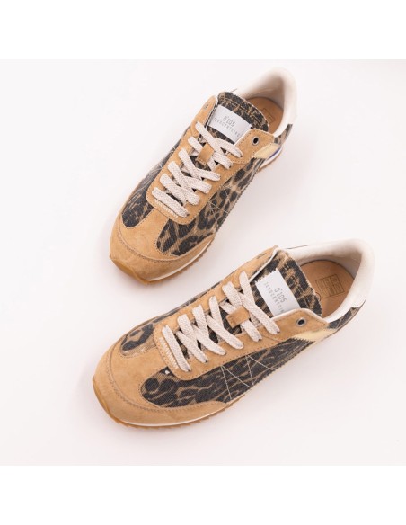Baskets De Ville Lina Leo Femme – Léopard Beige et Détails Colorés