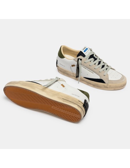 Baskets homme Crime London Skate blanc & kaki – urbaines