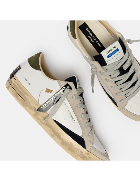Baskets homme Crime London Skate blanc & kaki – urbaines
