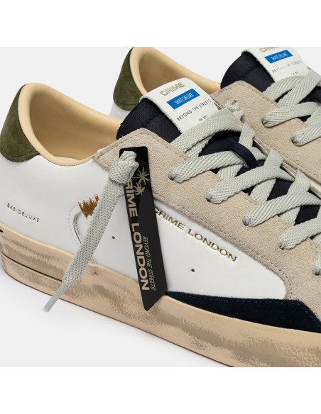 Baskets homme Crime London Skate blanc & kaki – urbaines