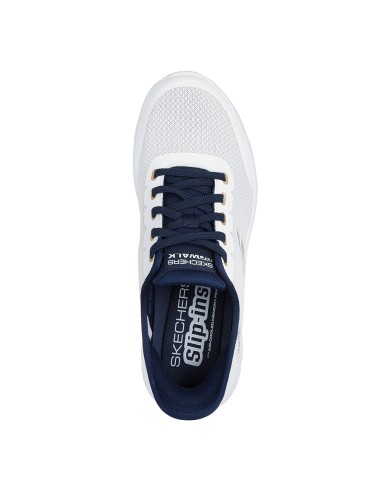 Skechers Go Walk Flex Netro Homme – Baskets Blanc & Bleu Confortable