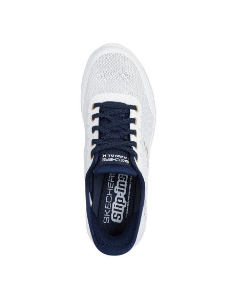 Skechers Go Walk Flex Netro Homme – Baskets Blanc & Bleu Confortable