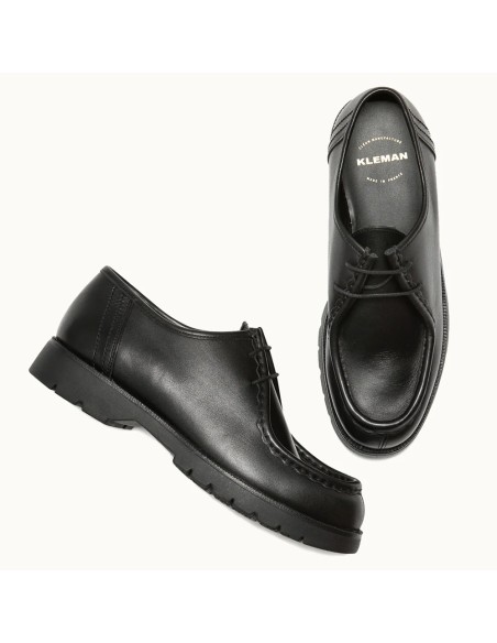 Chaussures Kleman homme noires cuir derby semelle crantée style