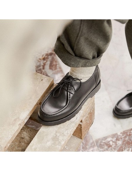 Chaussures Kleman homme noires cuir derby semelle crantée style