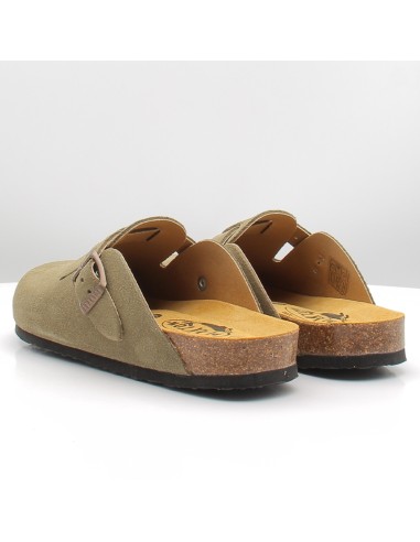 Sabot Plakton femme BLOGG en suède kaki – confort semelle liège
