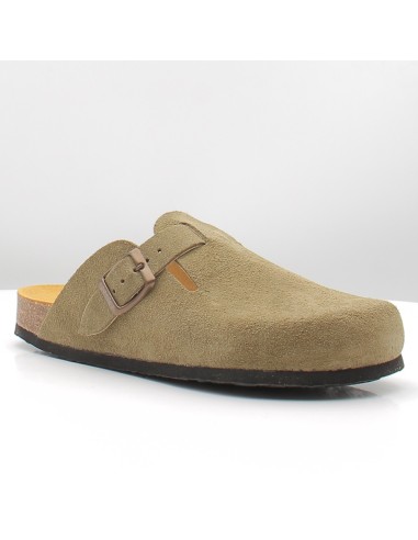 Sabot Plakton femme BLOGG en suède kaki – confort semelle liège