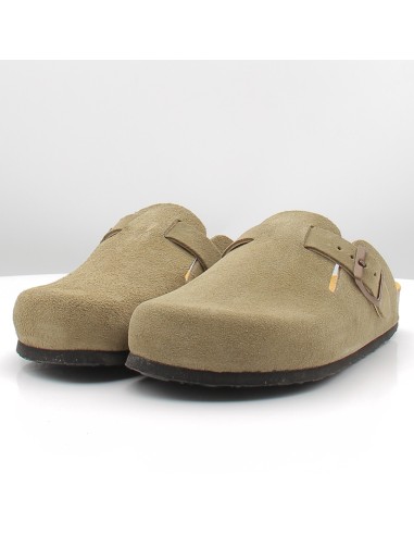 Sabot Plakton femme BLOGG en suède kaki – confort semelle liège