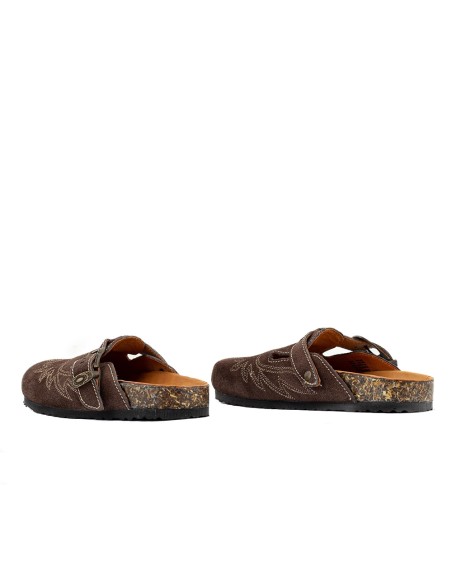 Sabots Femme Mexicana Bahia Suede Tobacco Marron Foncé