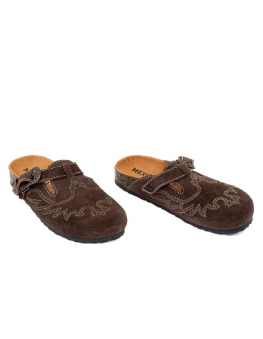 Sabots Femme Mexicana Bahia Suede Tobacco Marron Foncé