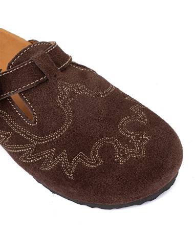 Sabots Femme Mexicana Bahia Suede Tobacco Marron Foncé