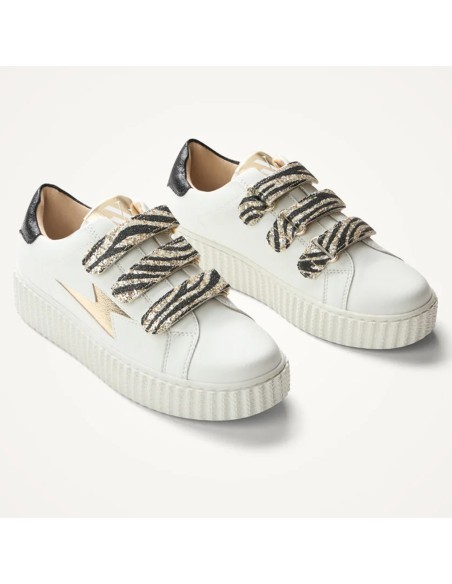 Baskets femme Vanessa Wu Dorianne blanc or BK2716OR