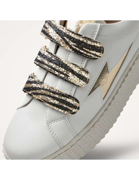 Baskets femme Vanessa Wu Dorianne blanc or BK2716OR