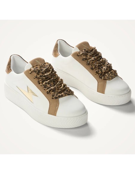 Baskets femme Vanessa Wu Milie camel or python BK2761CM