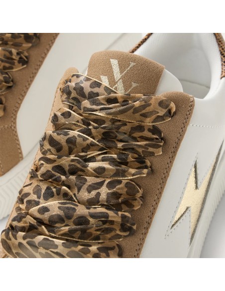 Baskets femme Vanessa Wu Milie camel or python BK2761CM