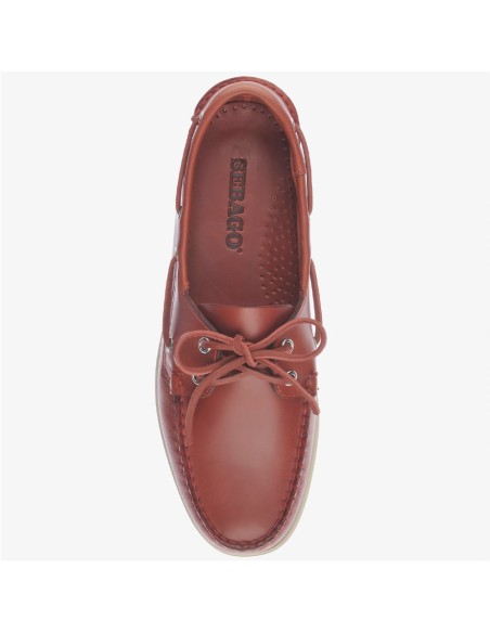 Sebago Dockside Portland Waxed Dark Red – Chaussures Bateau Homme Cuir Rouge
