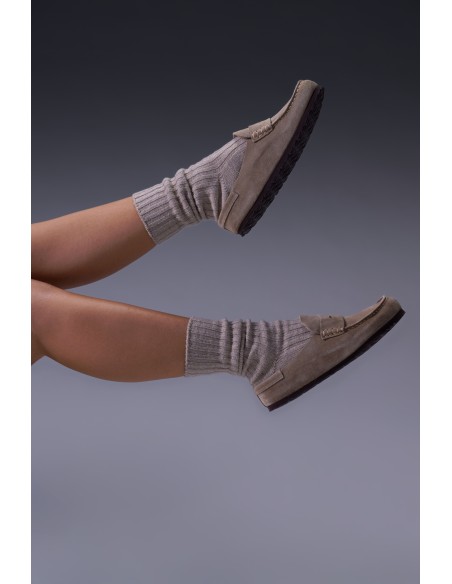 Mocassins Naples Suede Taupe 1029675 – Mocassins mules en daim pour femme