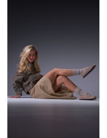 Mocassins Naples Suede Taupe 1029675 – Mocassins mules en daim pour femme