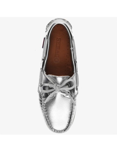 Sebago Dockside Portland Femme Metallic Silver – Chaussures Bateau Argent