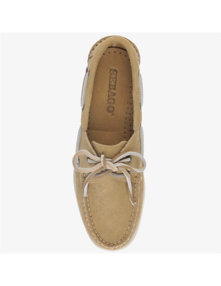 Sebago Portland Flesh Out Femme Beige Paint – Chaussures Bateau Nubuck Beige