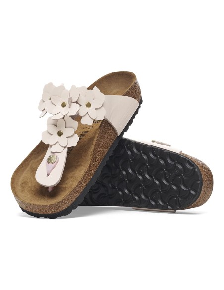 Birkenstock Gizeh Flower Femme Cuir Rose Narrow - 1029304