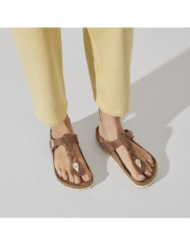 Mules Birkenstock Gizeh Braided Cuir Huilé Brown Femme - 1021355