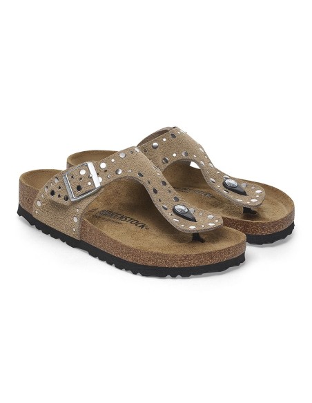 Birkenstock Gizeh Rivets Femme Taupe Suède - 1029467